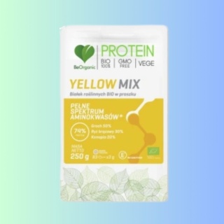 Odżywka białkowa BeOrganic Yellow Mix – białko roślinne – 250 g (bezsmakowe)