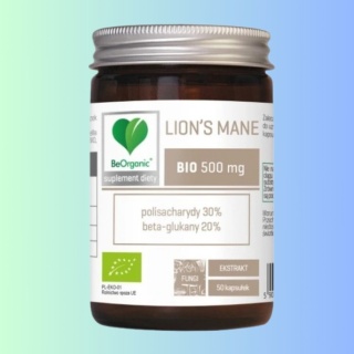 BeOrganic Lion’s Mane Soplówka BIO ekstrakt 30/20 500 mg 50 kapsułek VEGE