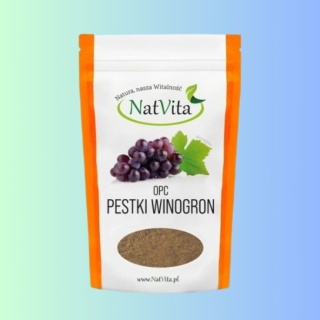 NatVita Pestki winogron mielone 150 g OPC naturalne antyoksydanty surowiec roślinny