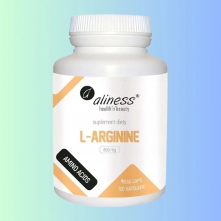 Aliness L-Arginina 800 mg – aminokwas dla osób aktywnych fizycznie, 100 kapsułek VEGE