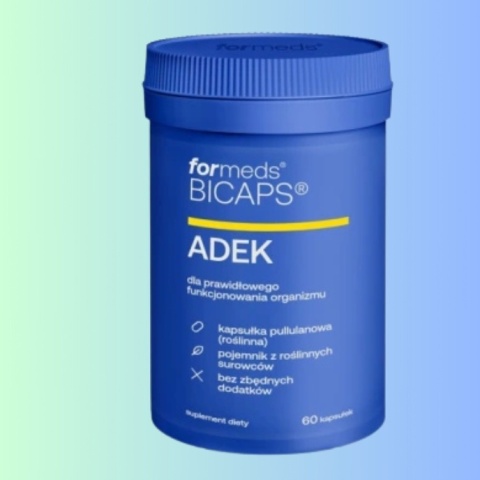 Witaminy A, D3, E i K2 na odporność, kości, mięśnie i wzrok Formeds BICAPS ADEK 60 kapsułek