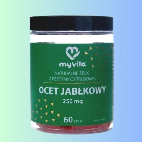 Żelki Ocet Jabłkowy + Fruktooligosacharydy MyVita 60 szt. Wegańskie